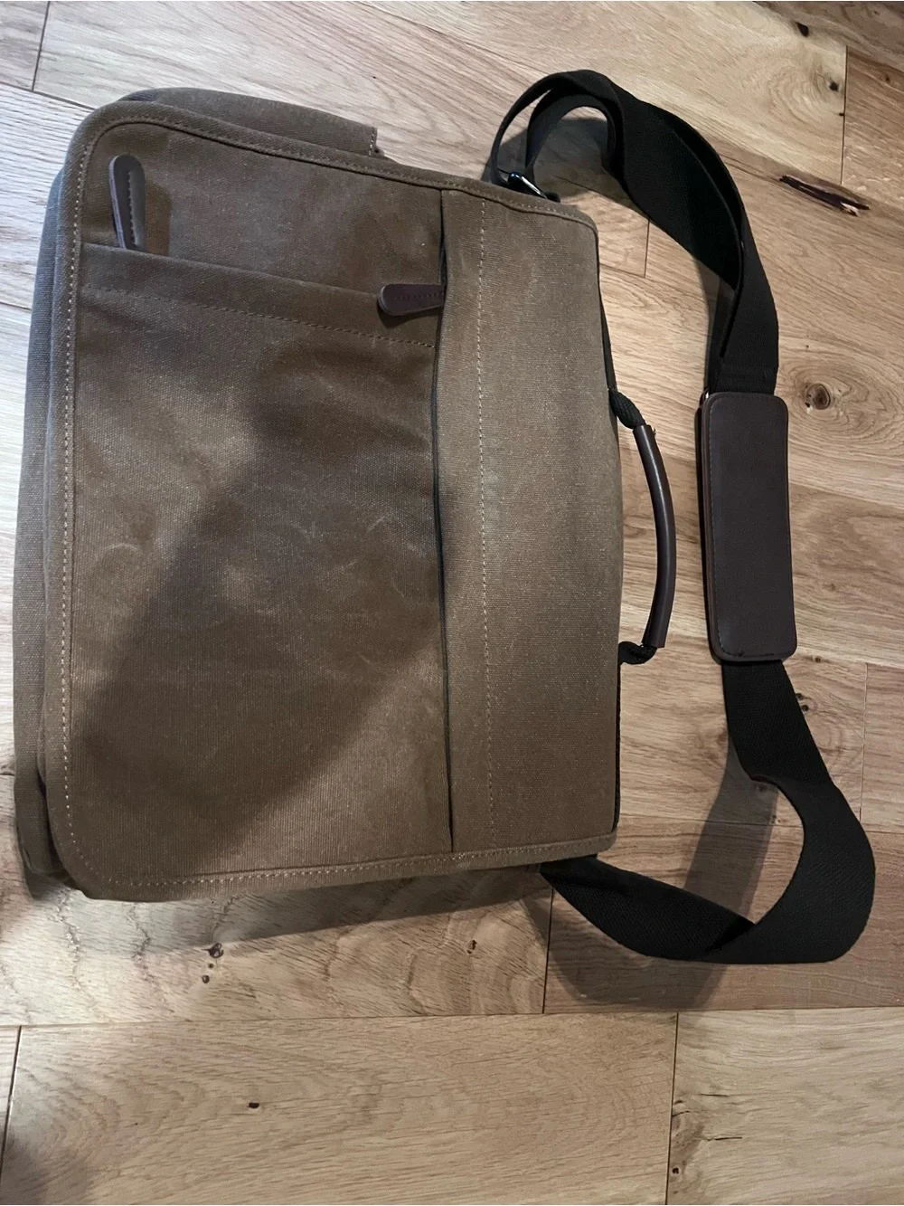 Olive Brown Canvas Laptop Briefcase - Men's Professional Laptop Bag